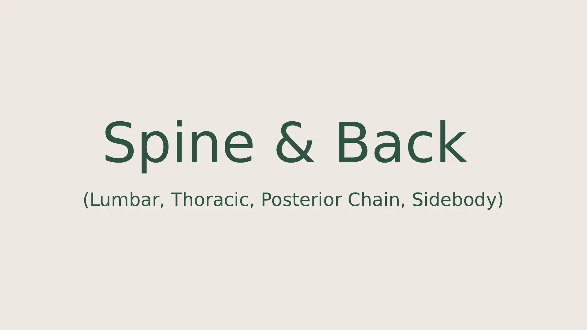 Spine & Back (Lumbar, Thoracic, Posterior Chain, Sidebody)